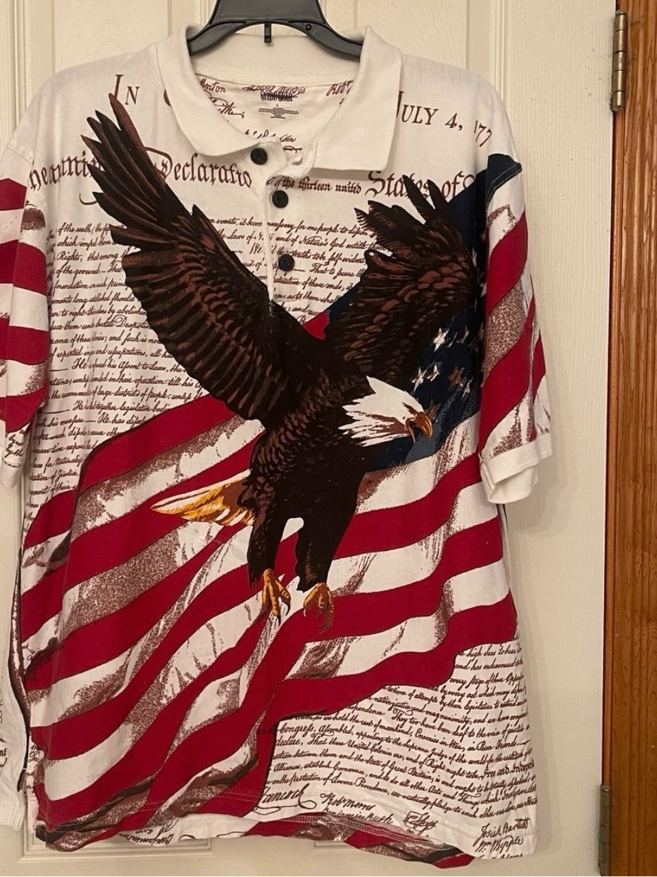 Guide Gear Men’s Graphic Polo Large. Flag Eagle Shirt